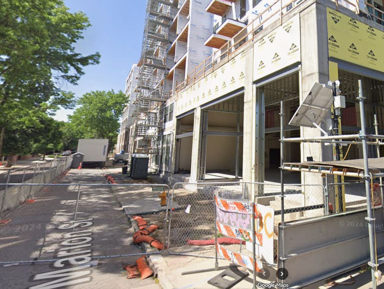 Street view of The Vixen apartment building in Denver